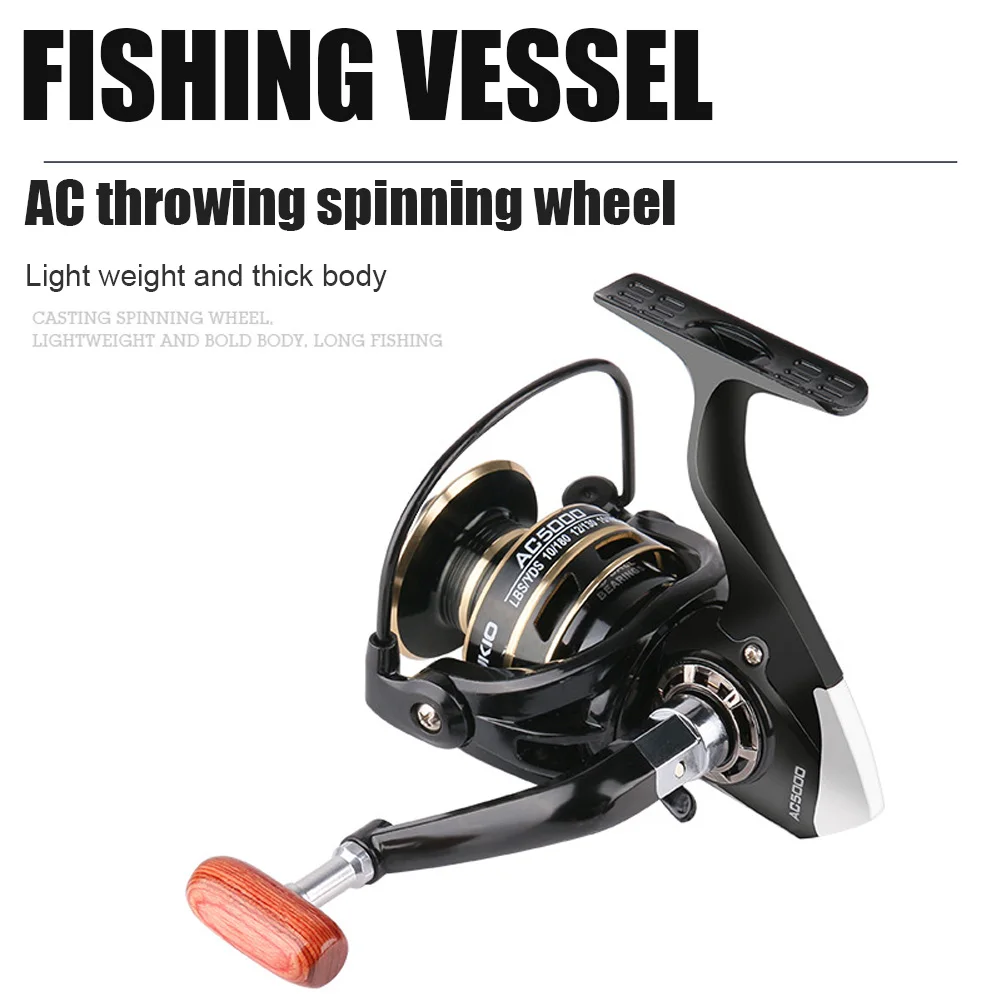 Spinning Fishing Reel Spool Saltwater Outdoor Gear Ratio 5.2:1 Handle Line Portable Easy Fishing Carrying Fishing Tool
