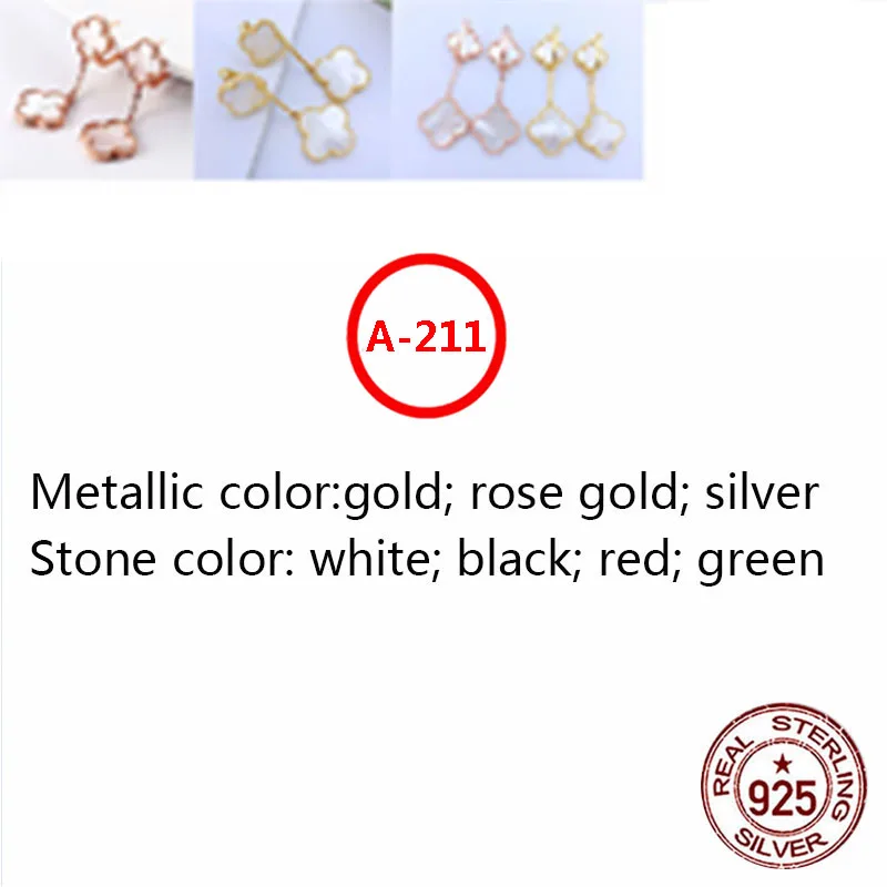 

A211 S925 2 clover sterling silver earrings simple personality fashion style double flower clover shape to give girlfriend gift