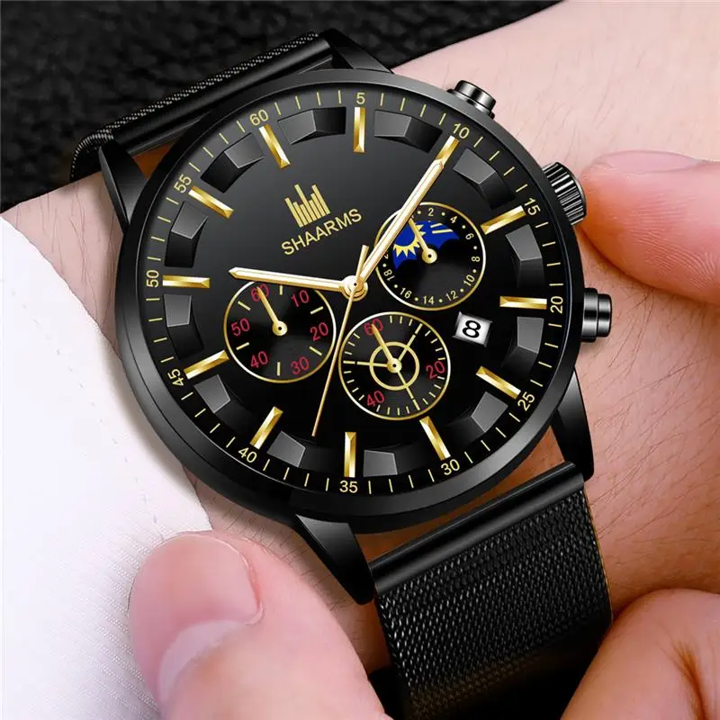 Sharms часы мужские водонепроницаемые повседневные Роскошные брендовые кварцевые
