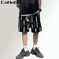 cnhnoh summer high street shorts male tee chic hip hop fashion five point pants overalls streetwear pants beach pants tnt k214