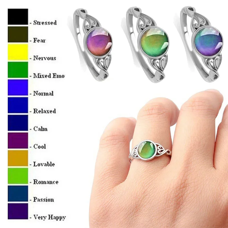 Настроение кольца для женщин и девочек Жены украшения забавные индукции эмоции