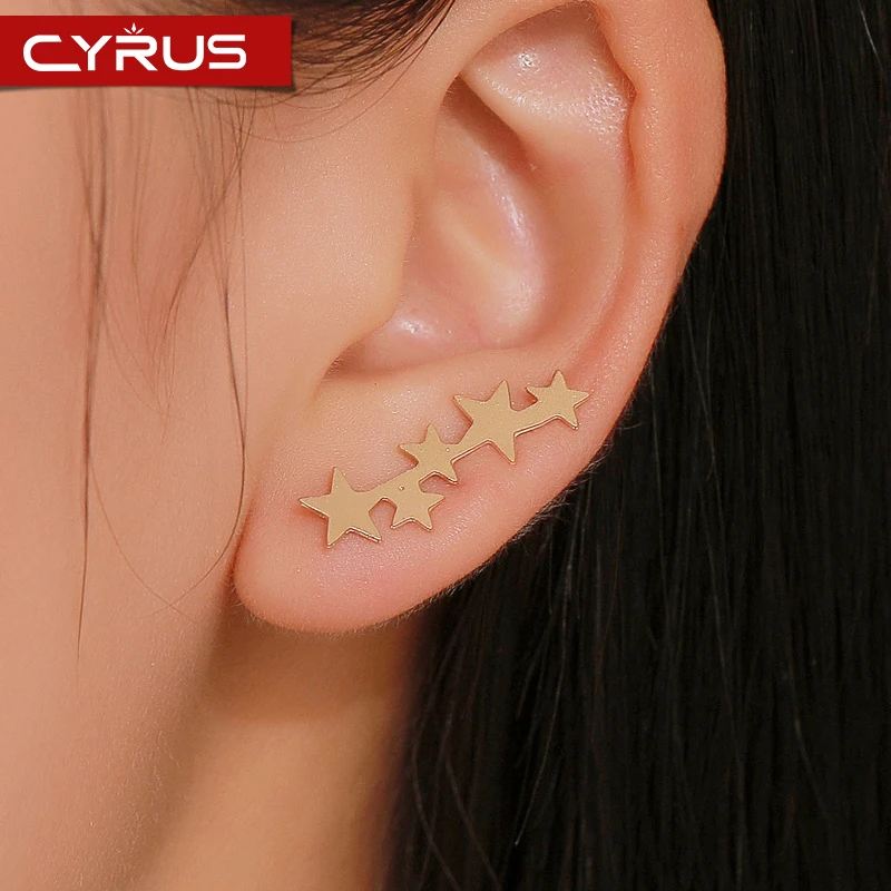 Женские серьги-клипсы в стиле бохо с пятиконечной звездой серебристые Роскошные