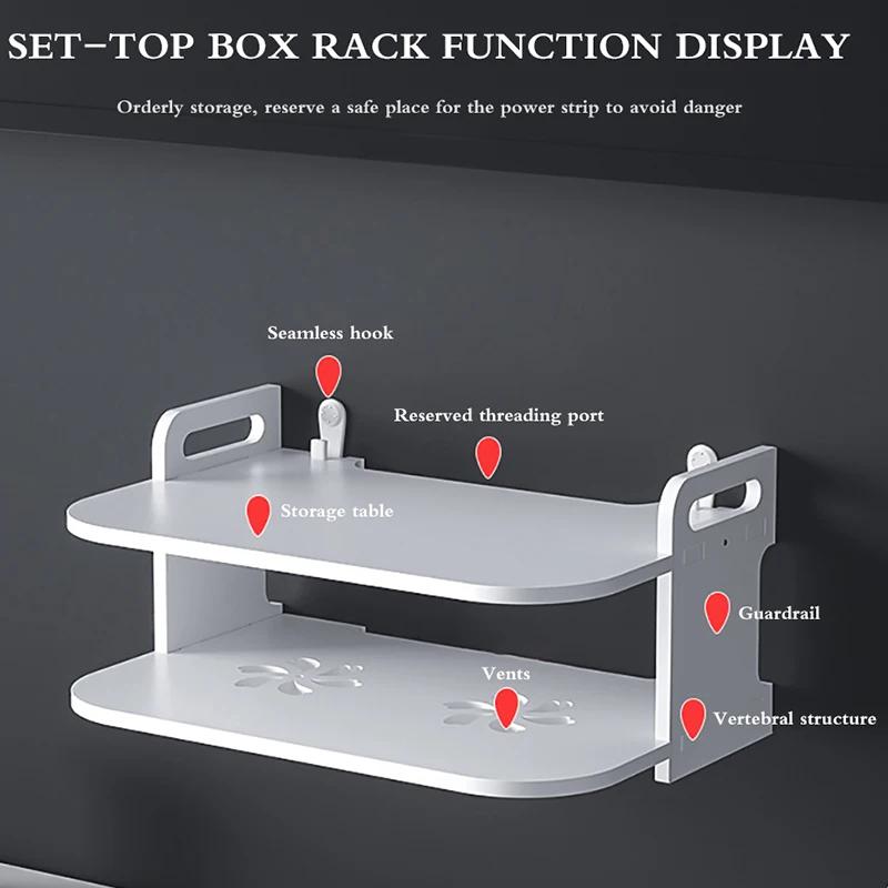 

Wall Mount Storage TV Box Router Shelf Set-Top Box Bracket Holder Mini PC DVD Player Stand Rack BDF99