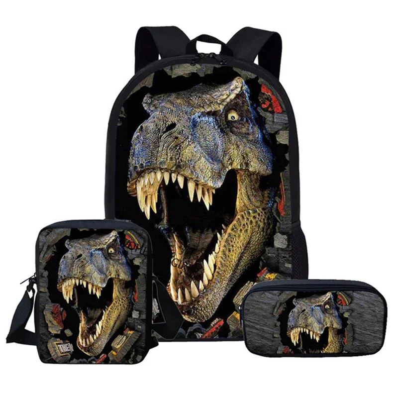 Популярный детский комплект рюкзаков с динозавром для подростков, школьные 3d сумки для мальчиков и девочек, детские портфели для книг, школ...