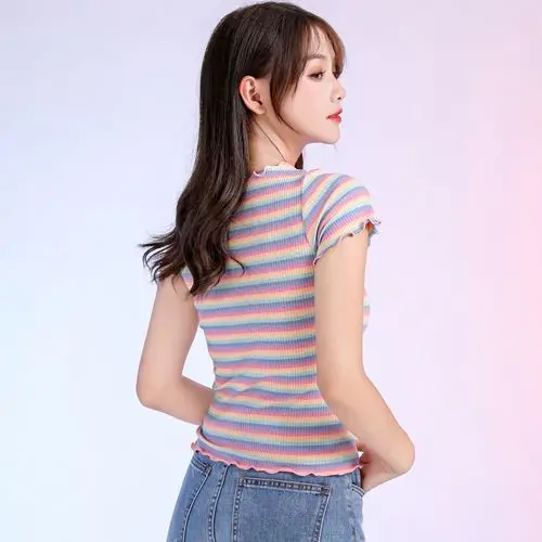 

blue 2020 Summer Fashion T Shirt Women Woman Tshirt sky