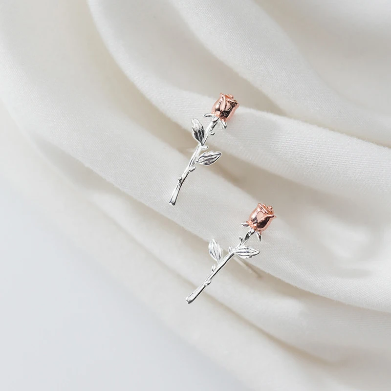 

Colusiwei 925 Sterling Silver Romantic Rose Flower Stud Earrings for Women Fashion Valentine's Day Gift Sterling Silver Jewelry