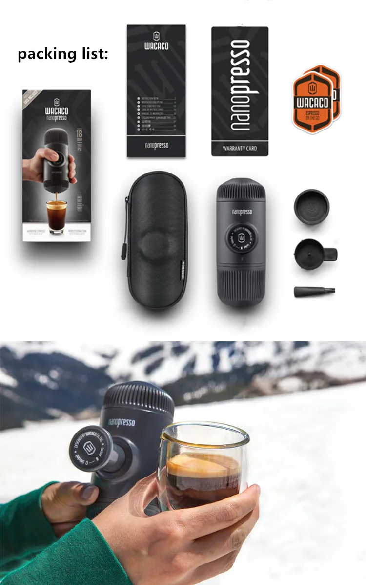 Новое второе поколение WACACO nanopresso порошок ручной портативный Эспрессо машина поставляется с защитной крышкой