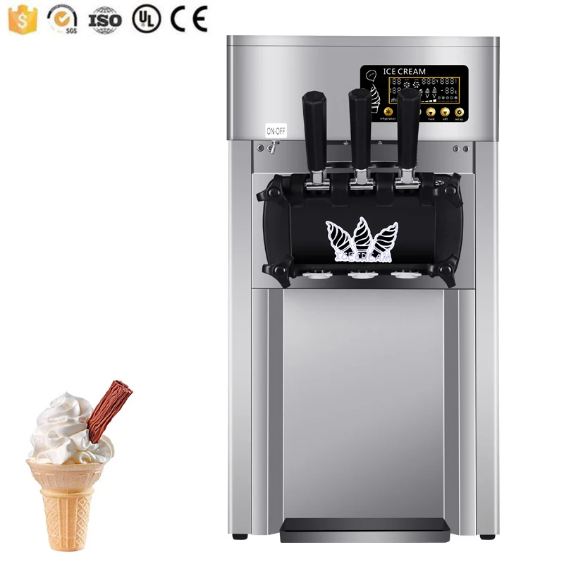 

220V / 110V Ice Cream Machine Three-head Soft Ice Cream Machine Quiet Design Ice Cream Machine