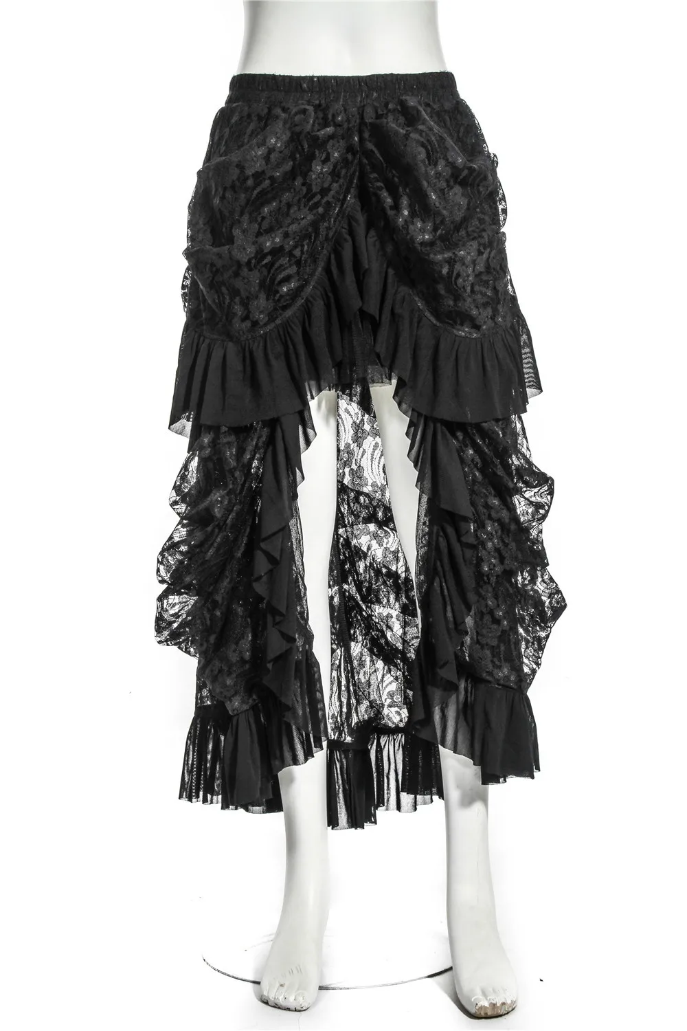 

Gothic Skirts Casual Elastic Band Skirts Black Lace Long Skirt Sexy Lady Gorgeous Floral Pattern