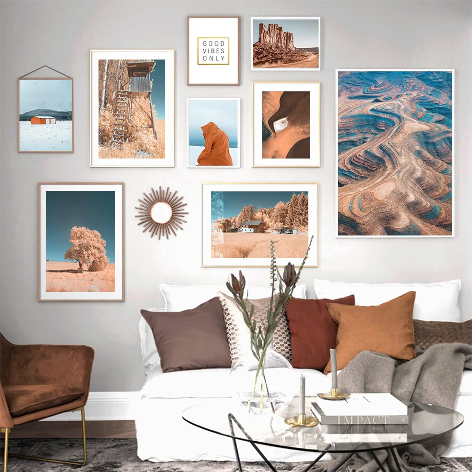 

Blue Sand Gobi Winter Snow Aerial View Wall Art Canvas Painting Nordic Posters And Prints Wall Pictures For Living Room Decor