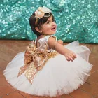 Подарок на день рождения для маленьких девочек, милый наряд с бантом, Vestidos платья принцессы для крещения летняя одежда для малышей