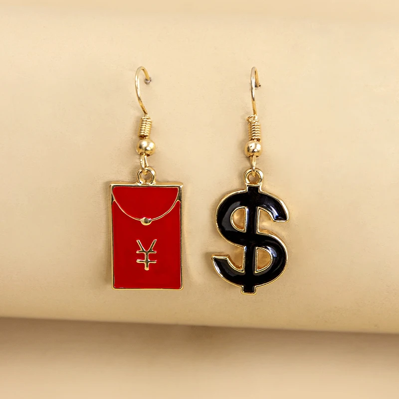 Креативные асимметричные серьги со знаком доллара США подвеска в виде