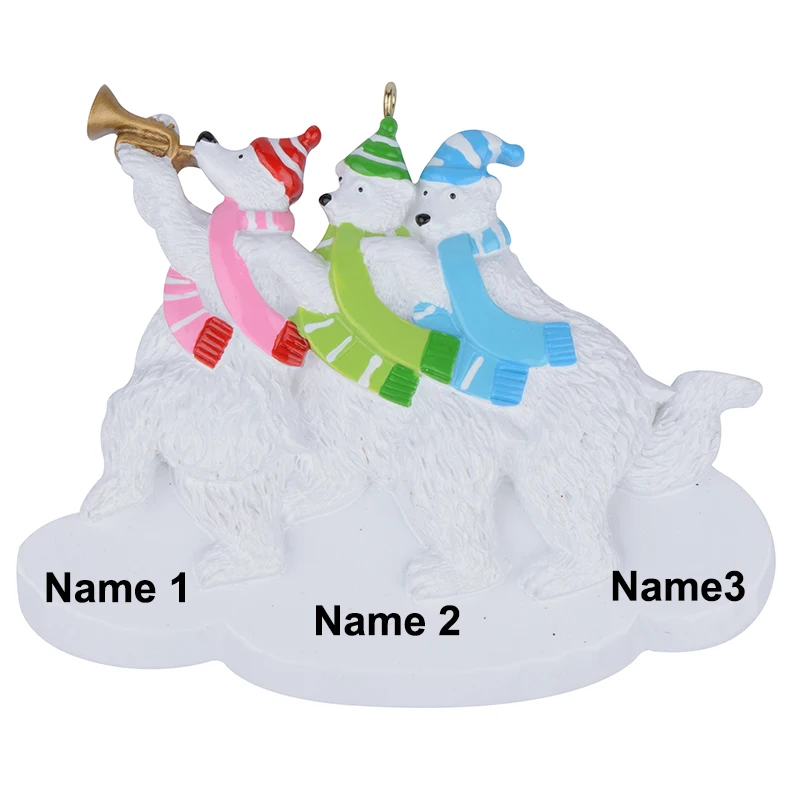 Полярный медведь семья из 3 полирезины Глянцевая Персонализированная