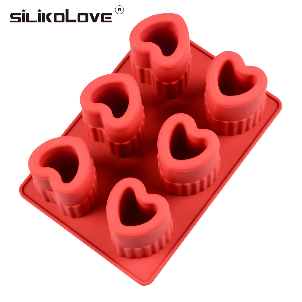 Силиконовая форма для льда SILIKOLOVE 6 полостей 3D сердце сделай сам поднос