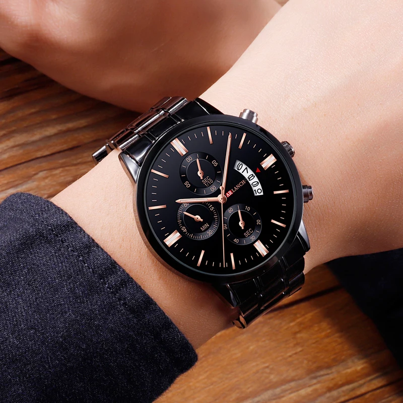 Top Luxury Brand Men Watches Business Casual Watch Leather Steel Strap Quartz Wristwatch Calendar Clock Relogio Masculino Male | Наручные