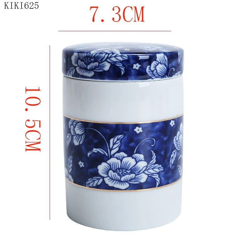 

Blue and White Porcelain Tea Caddy Ceramic Painted Sealed Storage Jar Home Decoration Jar Kitchen Food Container Home Decoration