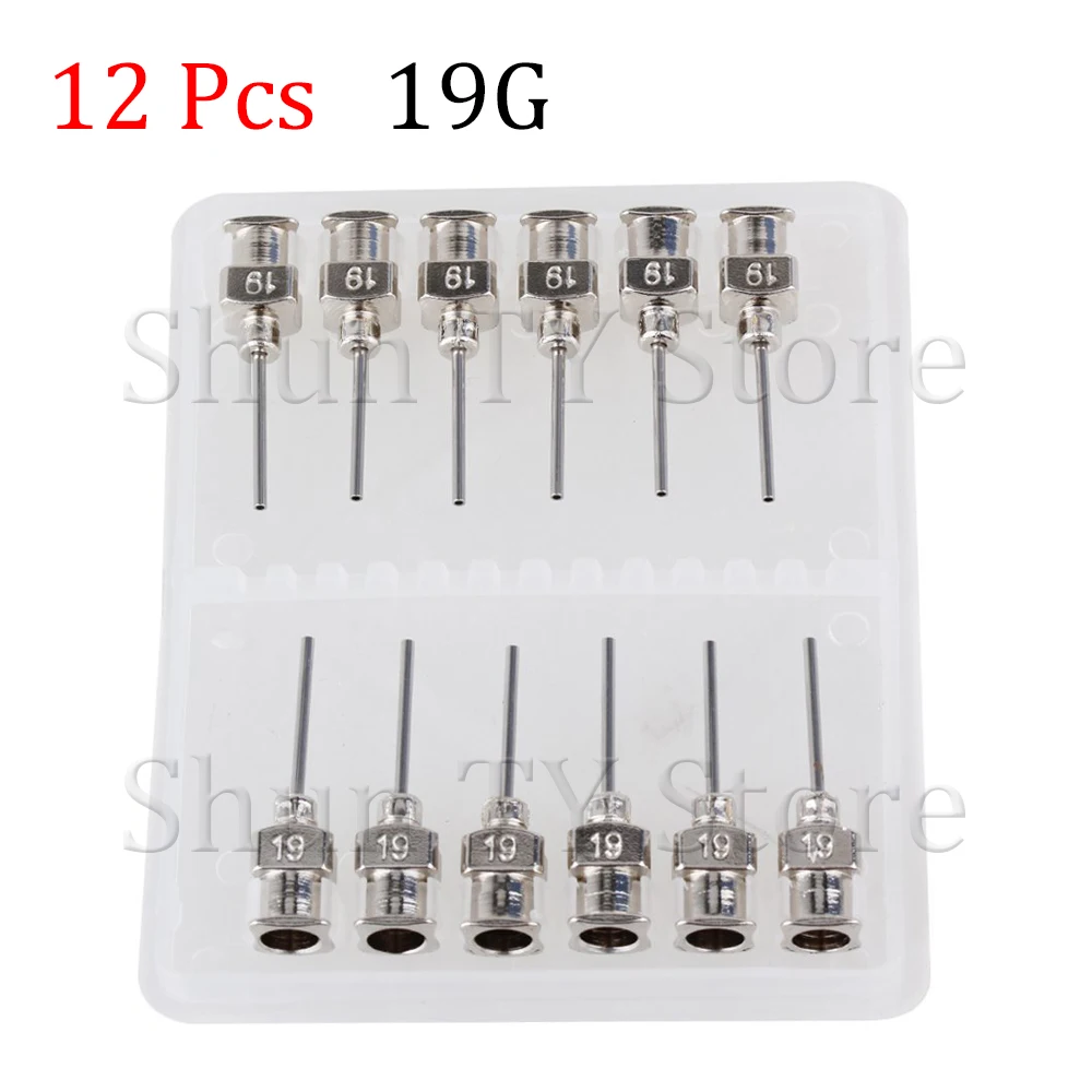 

12 Pcs 1/2 Inch Silver Stainless Steel 19Ga Connector Glue Head Dispensing Needle, Suitable For Dispensing Electronic Components