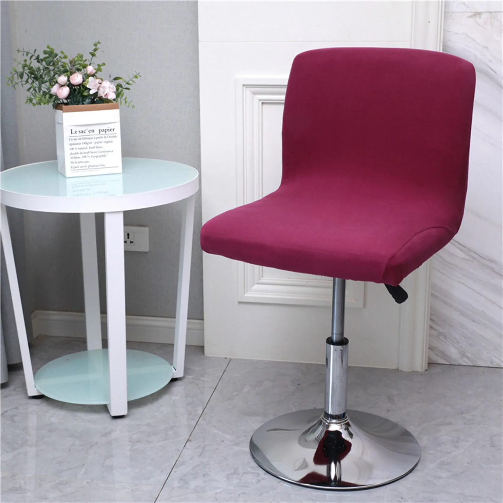 

1Pc Bar Stool Chair Cover Low Back Chair Slipover Spandex Seat Case Elastic Rotating Lift Chair Cover Dining Seat Protector
