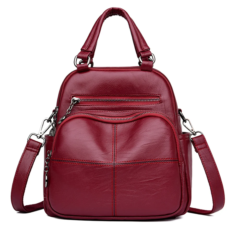 3 в 1 для женщин кожаный рюкзак большой Ёмкость рюкзаки женский через плечо сумки
