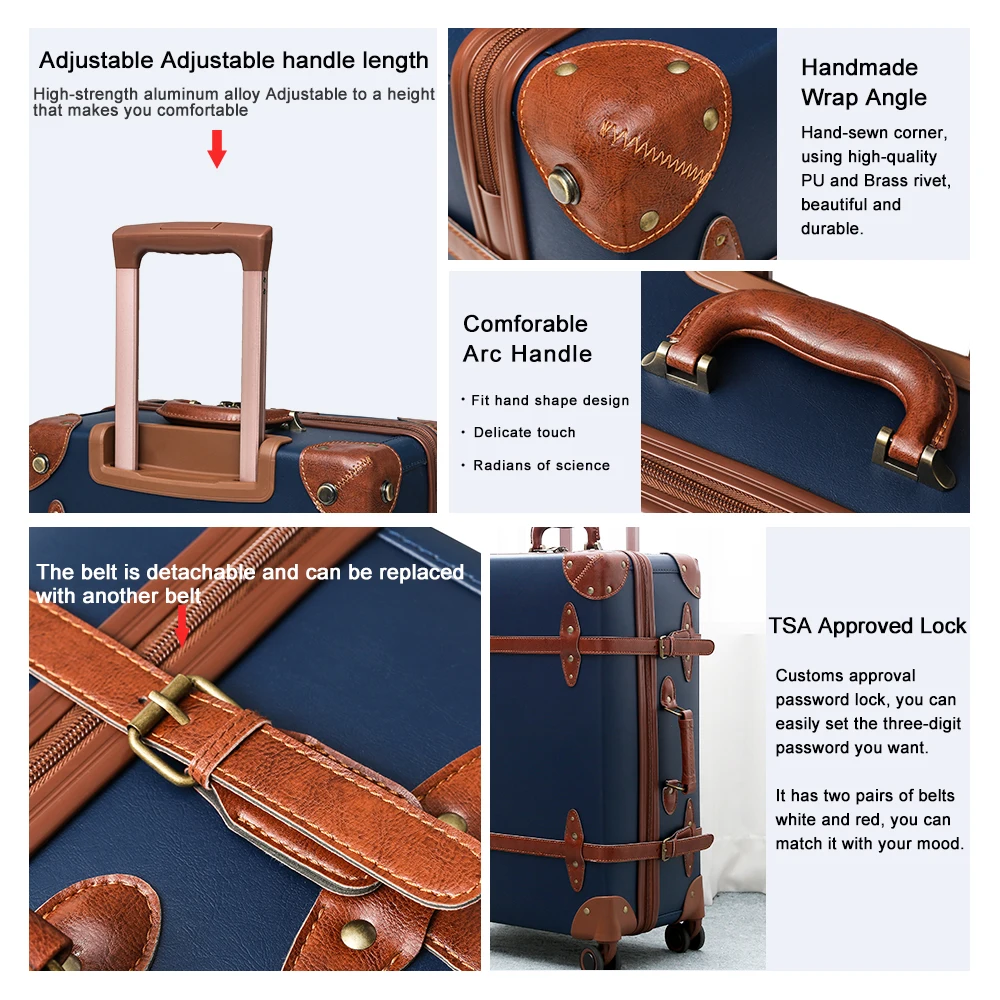 Винтажный кожаный чемодан Urecity для мужчин и женщин на колесиках большой