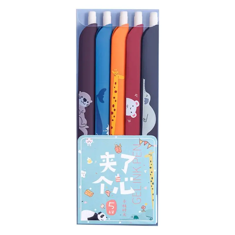 

5pcs 3 in 1 Multifunction Retro Color Gel Pen Creative Ruler Cartoon Bookmark