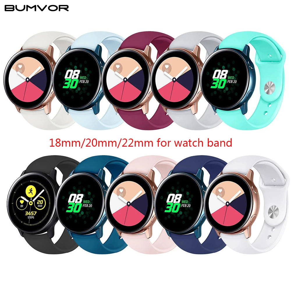 Ремешок для часов 22 мм 20 samsung galaxy watch active 46 gear S3 frontier 42 huawei gt ремешок силиконовый