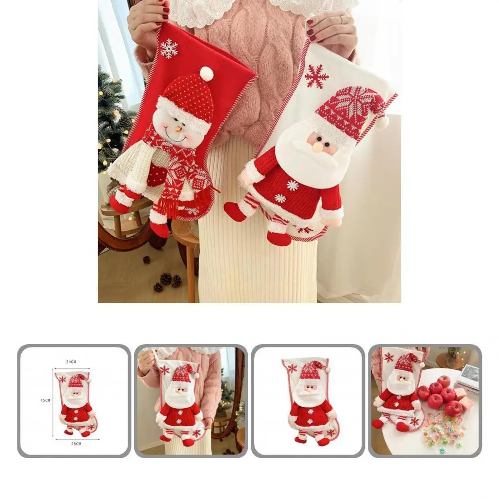 

Knitted Fabric Stylish Fadeless Fantastic Fireplace Stocking Eco-friendly Fireplace Hanging Stocking Reusable Home Decor