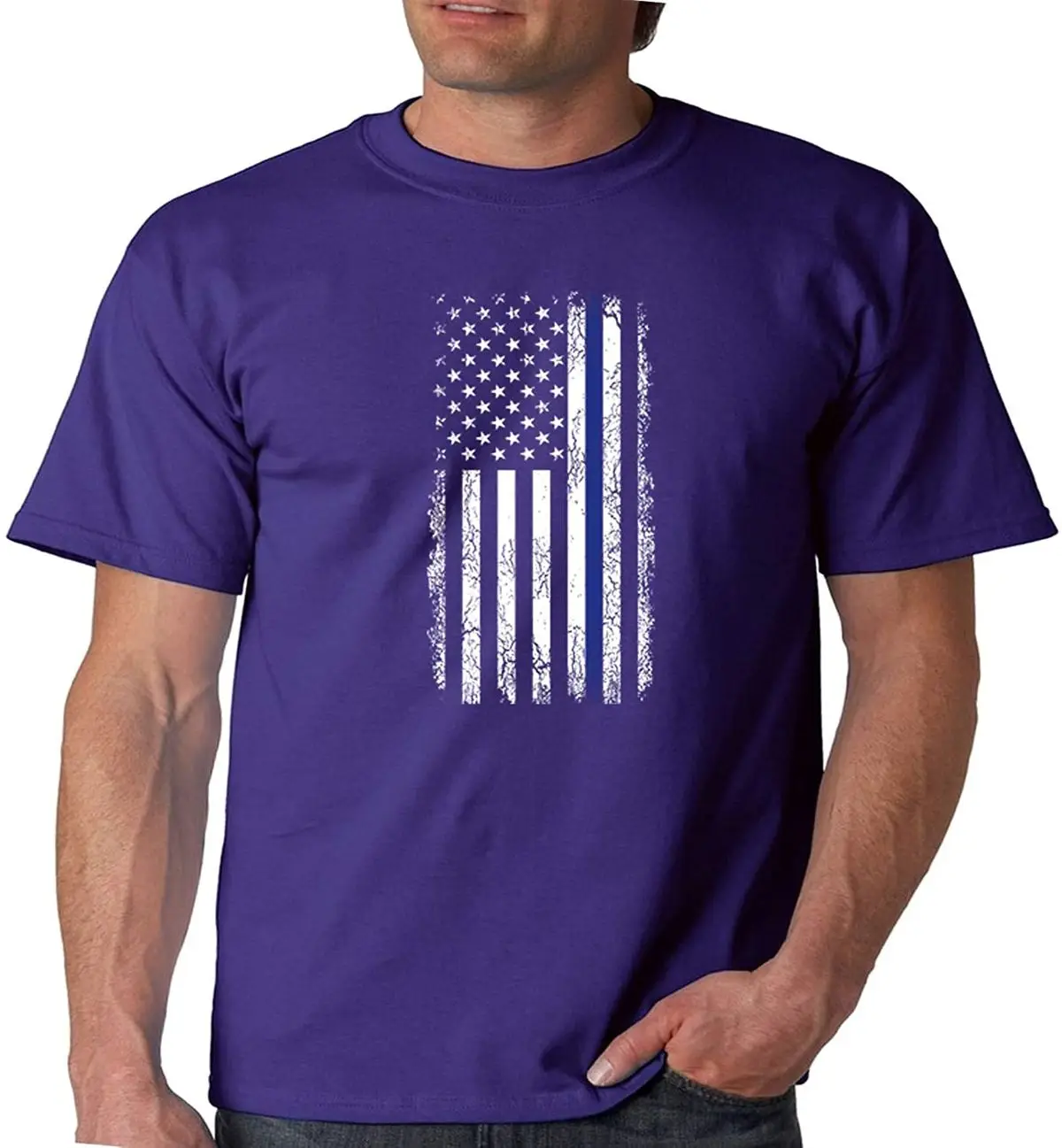 

American Flag Tshirt Thin Blue Line Mens Tee New Arrivals 2020 Summer Cool Adult All Cotton Short Sleeve T-Shirt