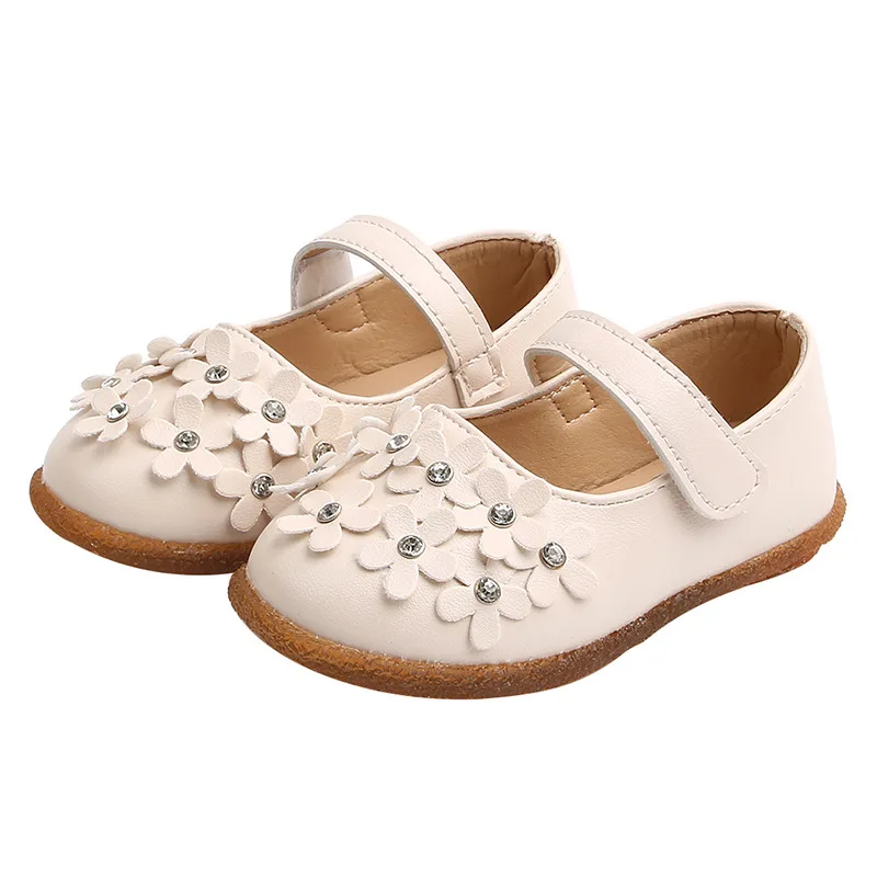 

2021 Children Leather Flowers Baby Shoes Little Princess Girl Anti Slip Toddler Girl Shoes with Cute Florl Wedding Party Shoes