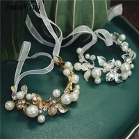 janevini luxury pearls crystal goldsilver wrist flower 2021 handmade bridesmaid bracelet hand wrist flowers wedding accessories