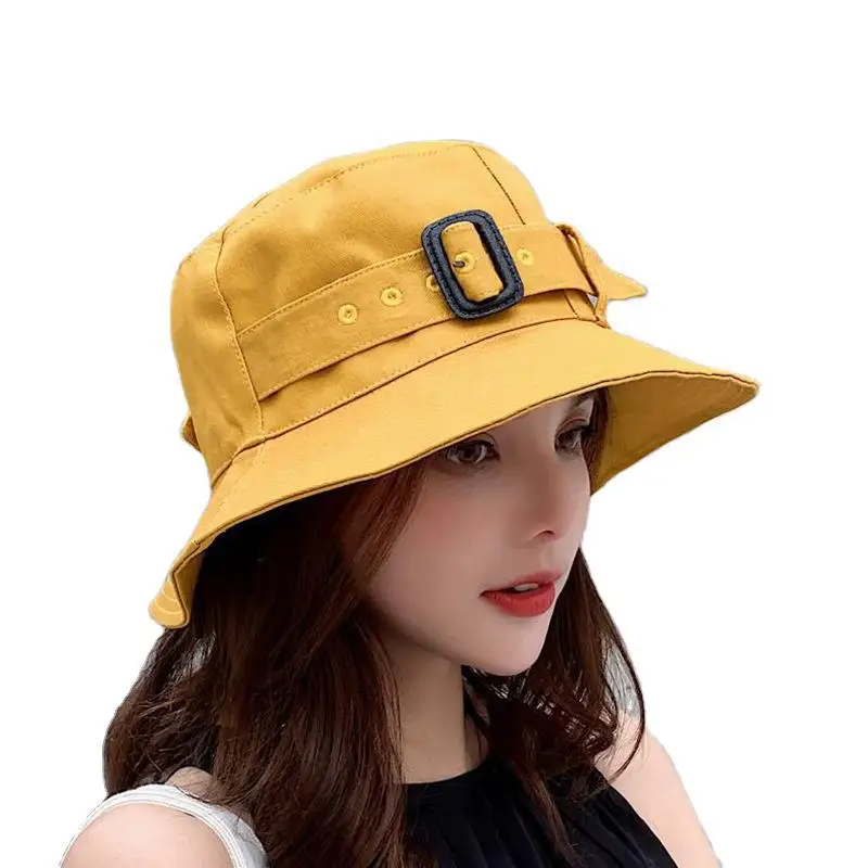 

2021 New Fisherman Hat Female Summer Wild Temperament Lady Hat Fashion Solid Color Sunscreen Outdoor Hat Student Visor