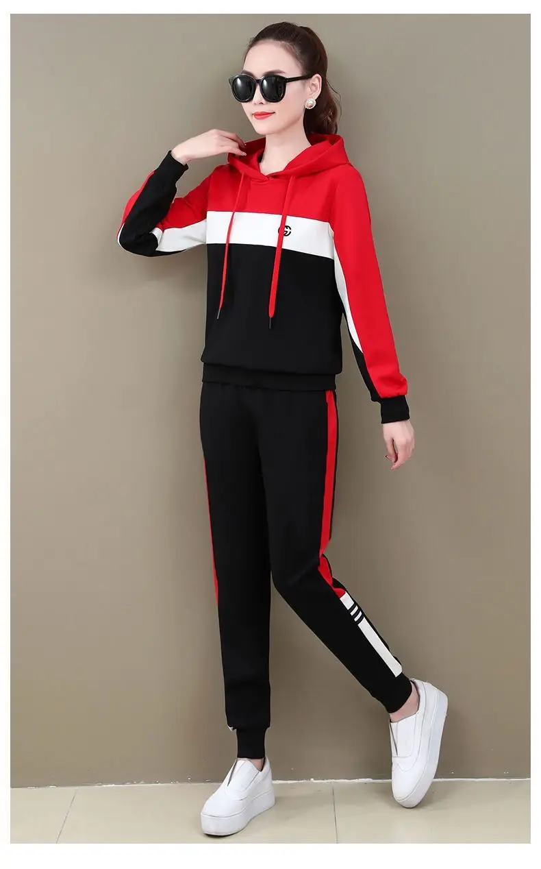 

Spring And Autumn New Fashion Women's Sportswear Leisure Women's Suit Loose Western Style Two-Piece Hoodie And Trousers
