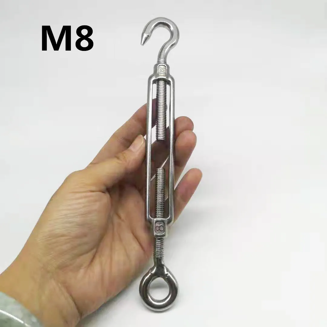 

4pcs M8 Hook and Eye Open Turnbuckle 304 Stainless Steel With Working Magnet