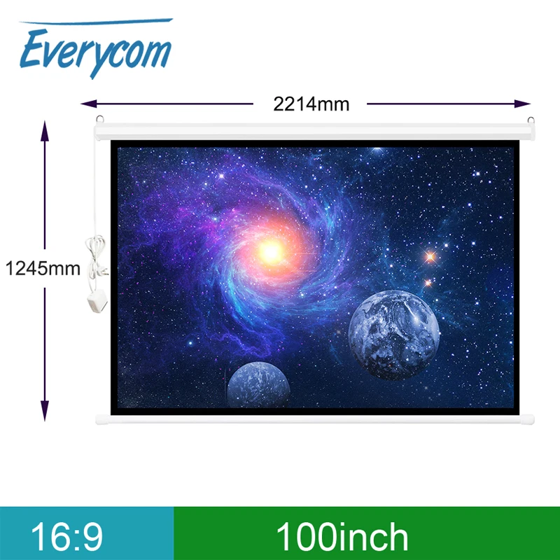Everycom 100 дюймов 16:9 электрический экран для проектора шторы моторизованный для Xgimi h1 h2 все Светодиодный ЖК DLP лазерный проектор экран
