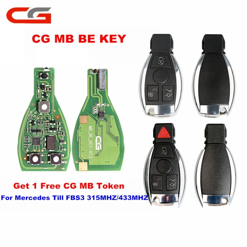 Original CG MB BE KEY Support For Mercedes Till FBS3 315MHZ/433MHZ mart Key Shell 3/4 Button For CGDI MB PROG