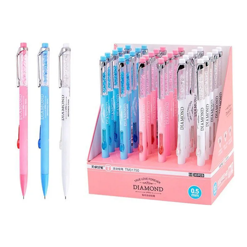 Kawaii Stationery 0.5mm Pink White Blue Automatic Pencil For Kids Student School Office Supplies