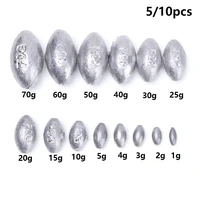 510pcs fishing lead fall olive shaped sinkers hollow line lure lead weights round hook connector outdoor fishing tackle 1 70g