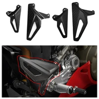 for ducati panigale v4 v4s carbon fiber motorcycle rearset heel guard plates covers protector gloss and matte 2018 2020