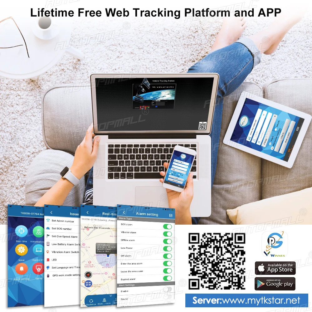 $89.99 AUTOPMALL Car GPS Tracker 4G TKSTAR TK905 B 10000mAh Magnetico 4G GPS Tracker Car Waterproof Shake Alarm Free APP