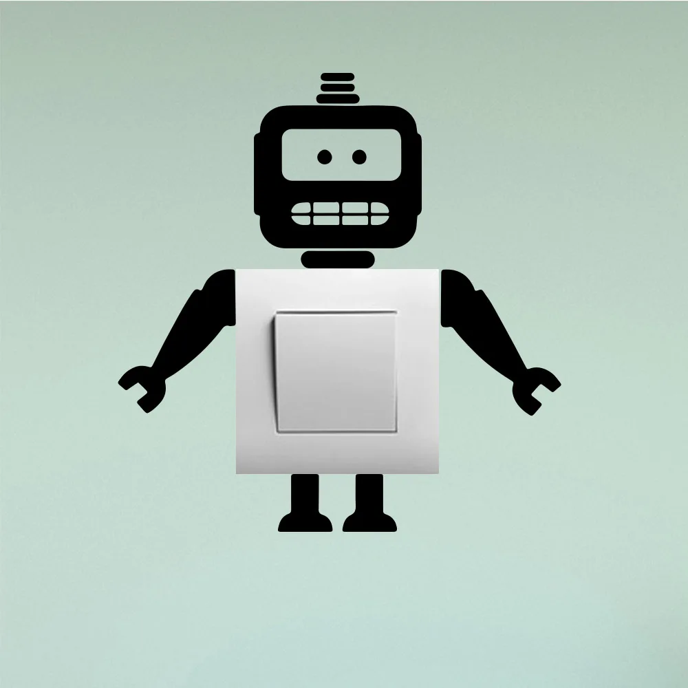 Мультяшный робот стикер на стену ПВХ наклейки современная мода настенные