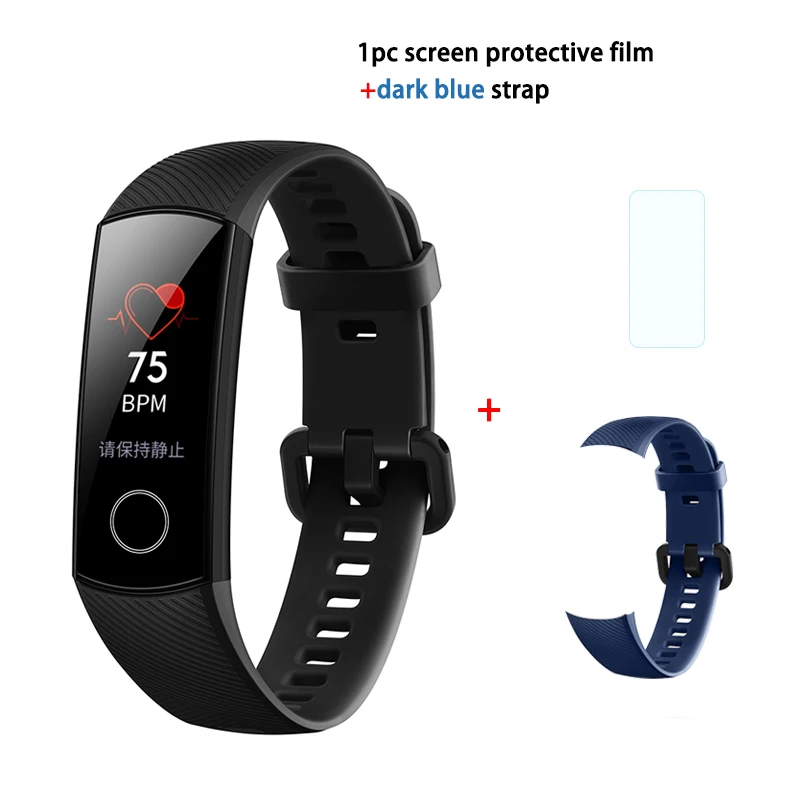 black add dark blue Фитнес-трекер HUAWEI Honor Band 4 6-осевым инерционным монитор сердечного ритма полный сенсорный экран AMOLED Цвет Экран смарт-браслет - Цвет: black add dark blue