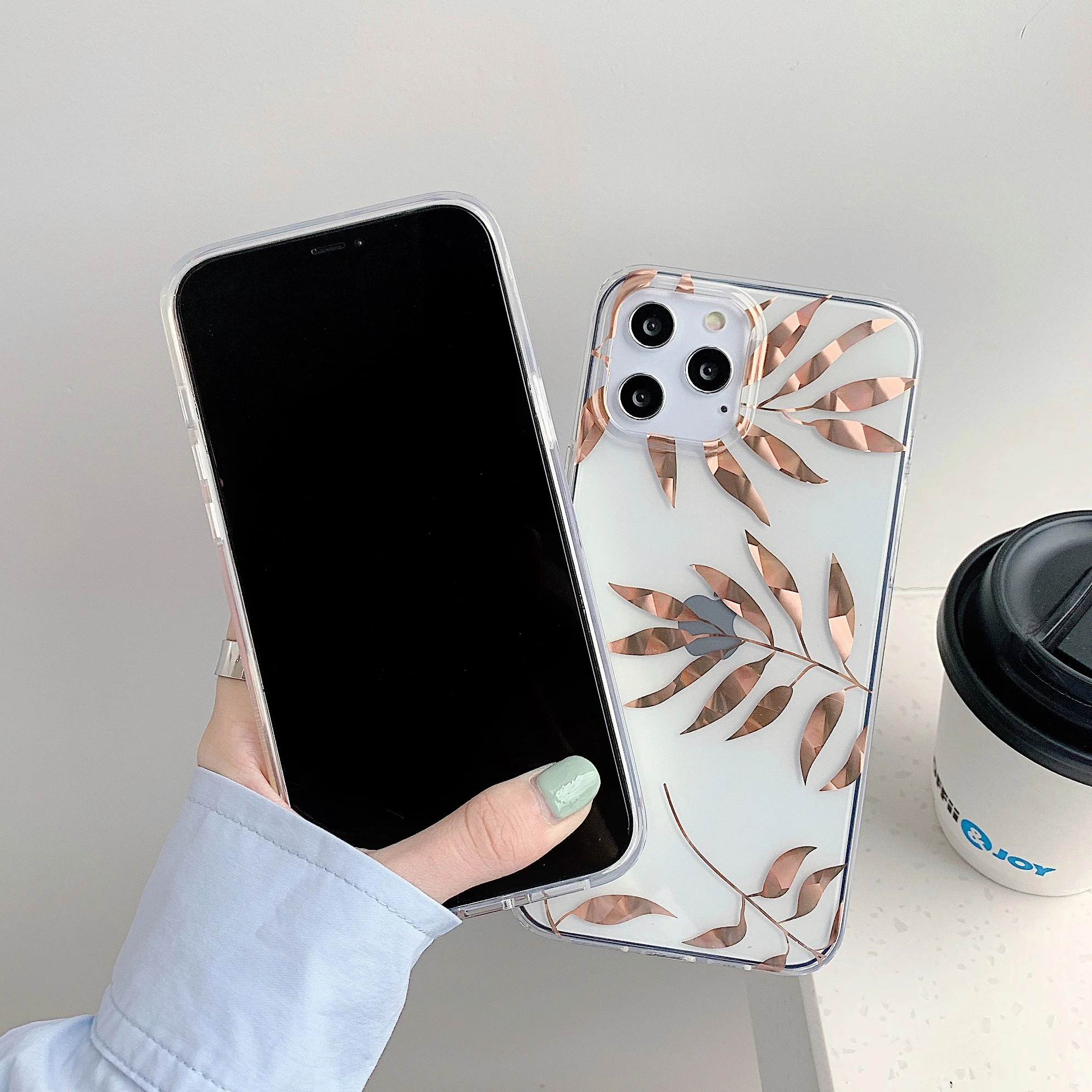 Чехол для телефона с покрытием из розового золота iphone 12 11Pro Max XR X XS 8 7 Plus прозрачный
