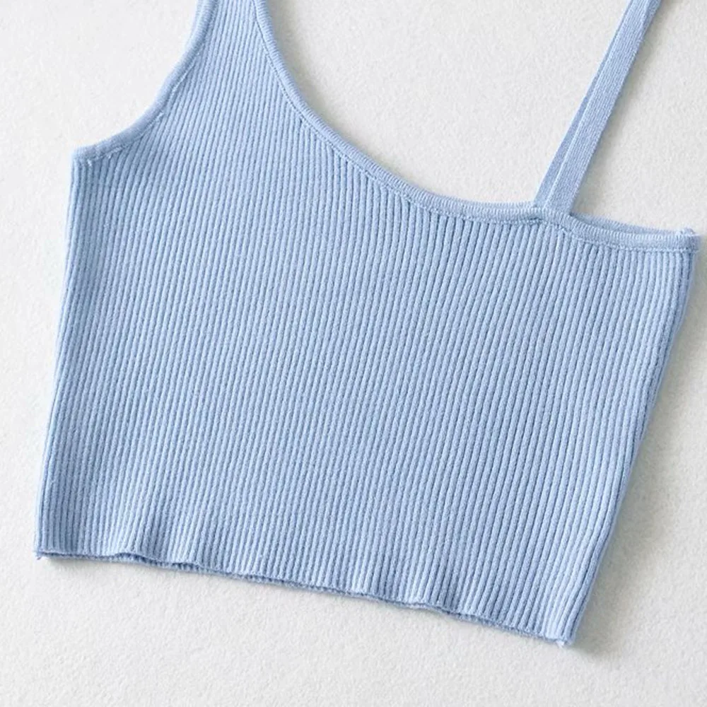 

Women cute slim sexy Crop Tops new design irregular fitness Tank Tops stretchy tiny Cropped Top Camisole 2021