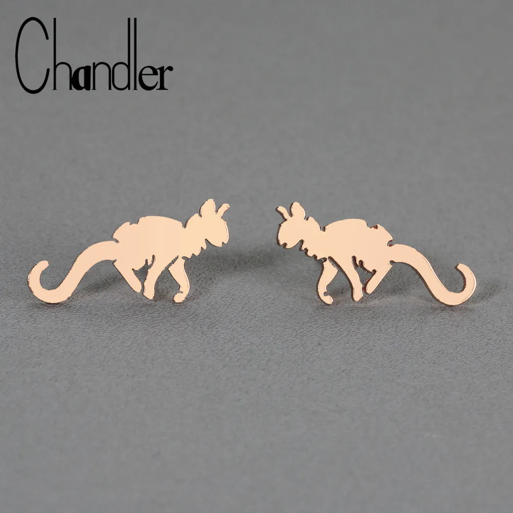 

Chandler Stainless Steel Gold Color Plated Cat Stud Earring For Girls Pet Lovers Metal Minimalist