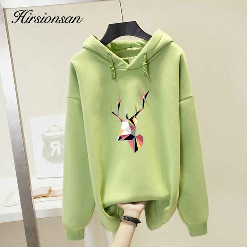 Hirsionsan Женская толстовка толстый мультфильм цветные рога печати корейский