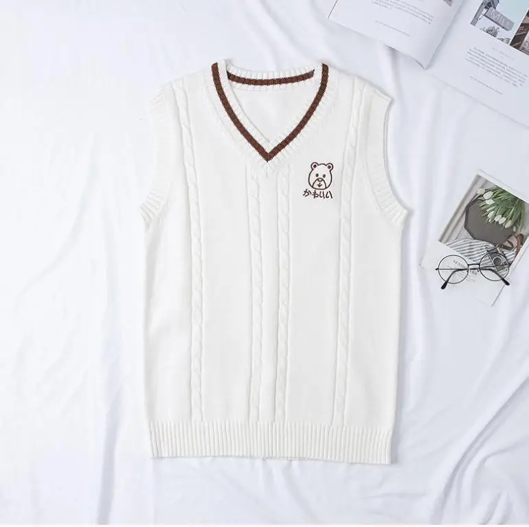 Новинка японская форма JK вязаный жилет свитер школьная кардиганы белый с