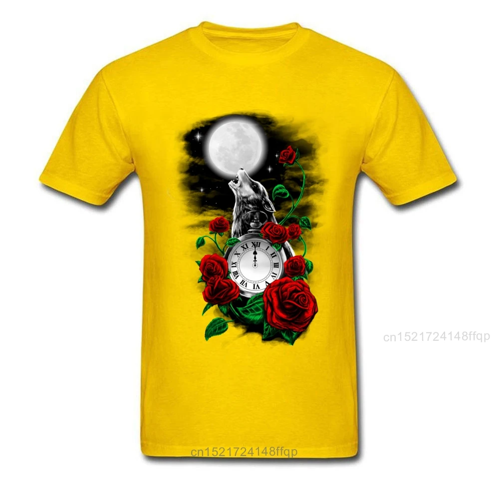 Мужская футболка с изображением волка Midnight Howl принтом Луны и красной розы топы