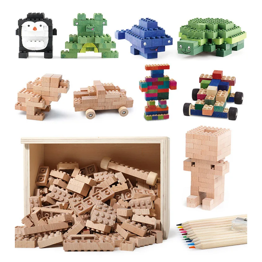 

Children's big granule building block assembly toy 3-6 years old boys and girls use their brains to put together wood
