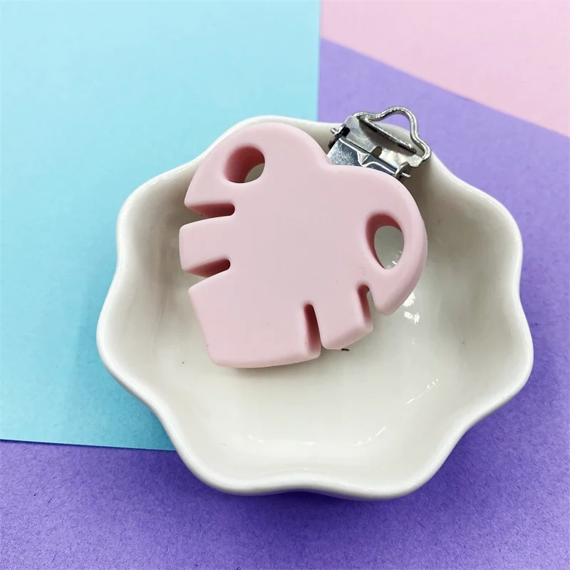 3 шт. Клипы для сосок Baby Leaves из силикона перлевого цвета для изготовления пустышечной цепочки держателя соски и успокаивающего средства.