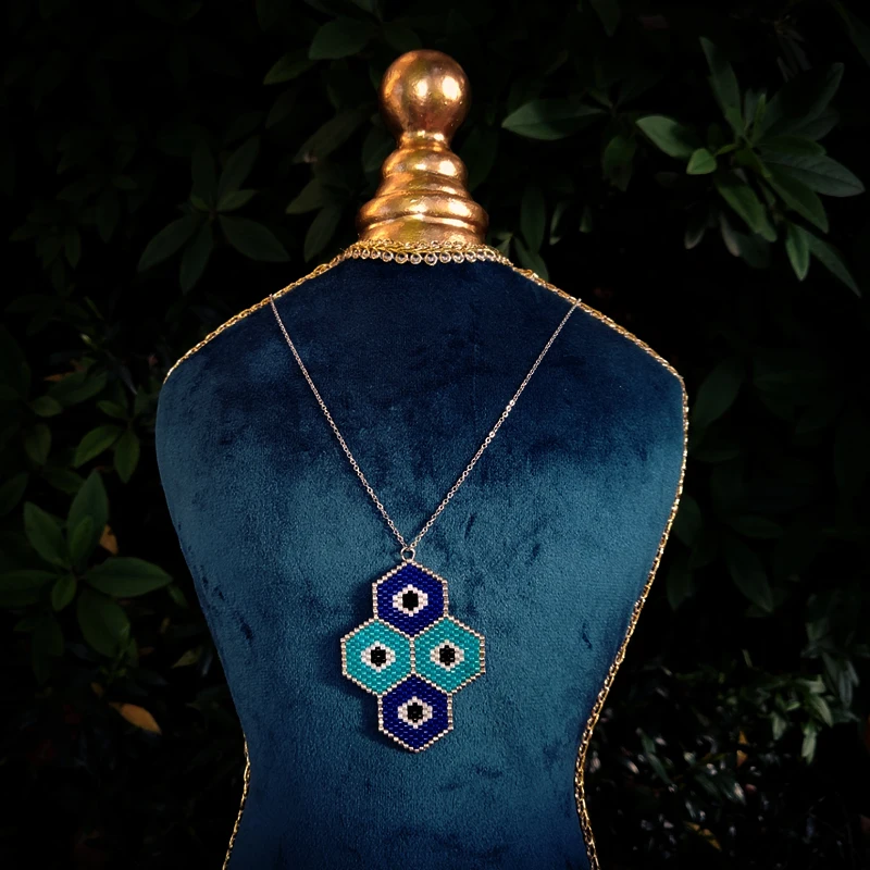 Неоготическое ожерелье Fairywoo с геометрическим глазом, новые женские ювелирные изделия ручной работы из нержавеющей стали, оптовая продажа ювелирных украшений, бусины Muyuki